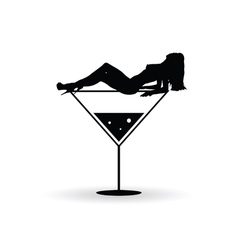 Girl On Martini Glas Silhouette