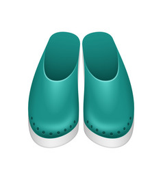 Medical Footwear Clogs On White Background Blue