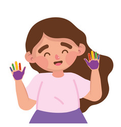 Autism Girl With Painting Hands