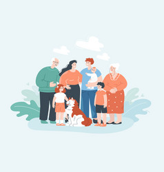 Generations Of Big Happy Family With Dog Gathering