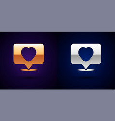 Gold And Silver Like Heart Icon Isolated