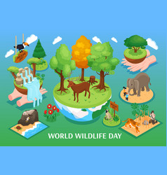 World Wildlife Day Isometric Background