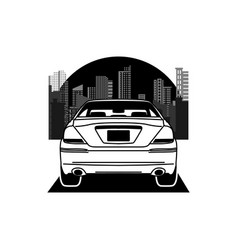 Automotive Car Silhouette With Modern City Clipart