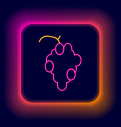 Glowing Neon Line Grape Fruit Icon Isolated