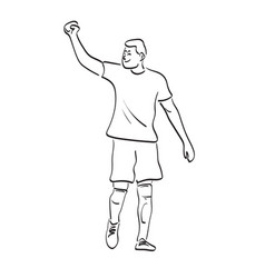 Line Art Soccer Player Celebrating His Goal