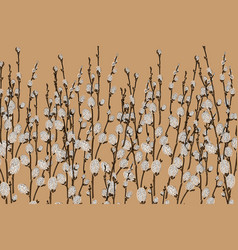 Abstract Of Pussy Willow Flower On Brown