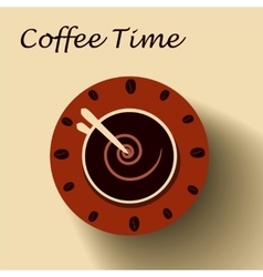 Coffee cup clock time concept background Vector Image