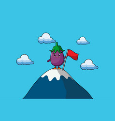 Cute Eggplant Climbs Top Mountain