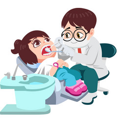 Dentist Examining Children Teeth