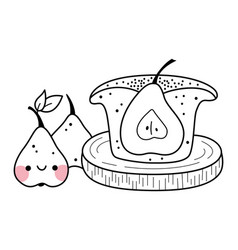 Kawaii Pear Pie Coloring Page For Kids