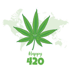 Happy 420 Holiday Greeting Card With Cannabis Leaf