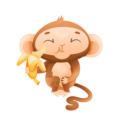 Funny Brown Monkey With Prehensile Tail Sitting