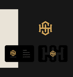 Letter H S Logo Design With Business Card