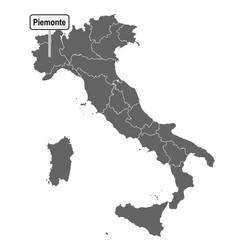 Map Italy With Road Sign Piemonte