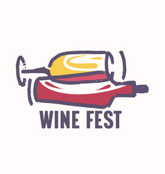 Wine Fest Icon Or Label With Grunge Wineglass