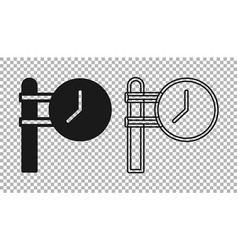 Black Train Station Clock Icon Isolated