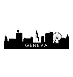 Geneva Skyline Silhouette Black City