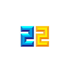 Number 22 Diamond And Gold 3d Geometric Symbol