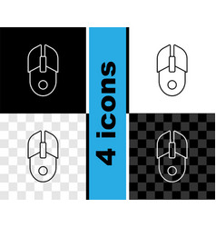 Set Line Computer Mouse Icon Isolated On Black