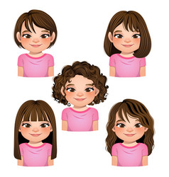 Set Of Hairstyle For Girls Faces Avatars