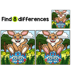 Bunny Sitting On Easter Egg Find The Differences