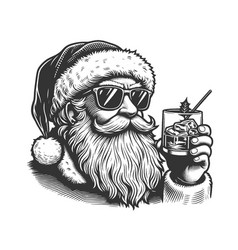 Cool Santa Drinking Whisky Cocktail