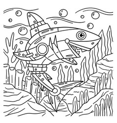 Robot Shark Coloring Page For Kids