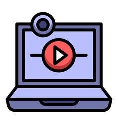 Business Laptop Webinar Icon Outline Style