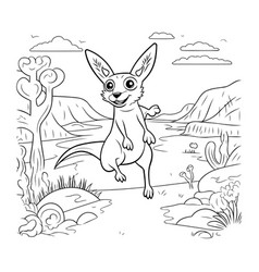 Cute Cartoon Hare In The Desert Coloring Book