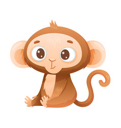 Funny Brown Monkey With Prehensile Tail Sitting