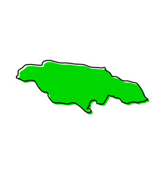 Simple Outline Map Of Jamaica Stylized Line Design