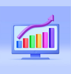 3d Growth Stock Chart And Arrow On Computer