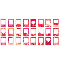 Frame Valentine Story Icons Set Cartoon