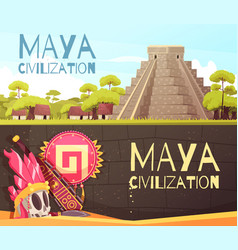 Maya Cartoon Banners Set