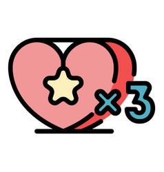 Triple Heart Loyalty Icon Color Outline