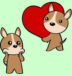 Valentine Chibi Puppy Character Cartoon Set