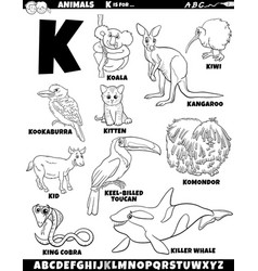 Cartoon Animal Characters For Letter K Set