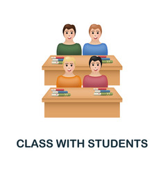 Class With Students Icon 3d From Back To School