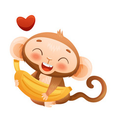 Funny Brown Monkey With Prehensile Tail Embracing