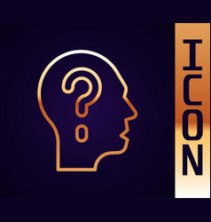 Gold Line Human Head With Question Mark Icon