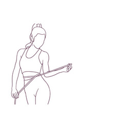 Hand Drawn Woman In Sportswear Measuring Her Waist