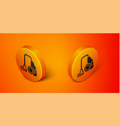 Isometric Vacuum Cleaner Icon Isolated On Orange