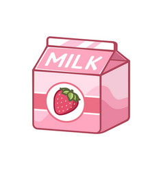 Small Strawberry Milk Carton Clipart Element Cute