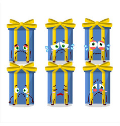 Blue Long Gift Box Cartoon Character With Sad