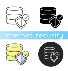 Cyber security linear icon with shield Royalty Free Vector