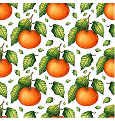 Watercolor Painting Pattern Of Ripe Tangerine