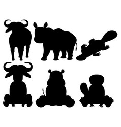 Wild Animals Silhouette Set Cartoon