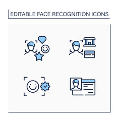 Face Recognition Line Icons Set