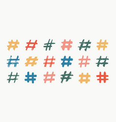 Hashtags Ink Painted Tag Icons On White