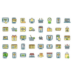 Online Shopping Icons Set Color